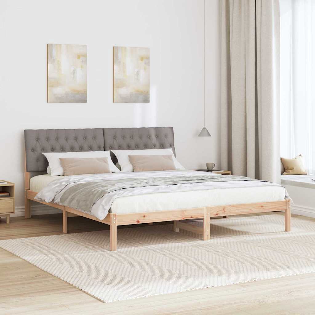 vidaXL Ramka łóżka z tapicerowanym wezgłowiem Brązowy 200 x 200 cm