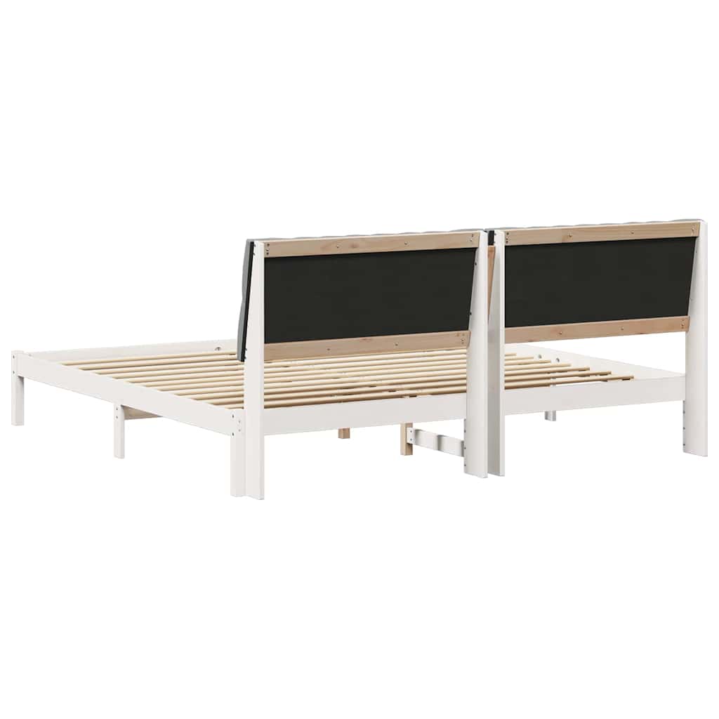 vidaXL Ramka łóżka z tapicerowanym wezgłowiem Biały 200 x 200 cm