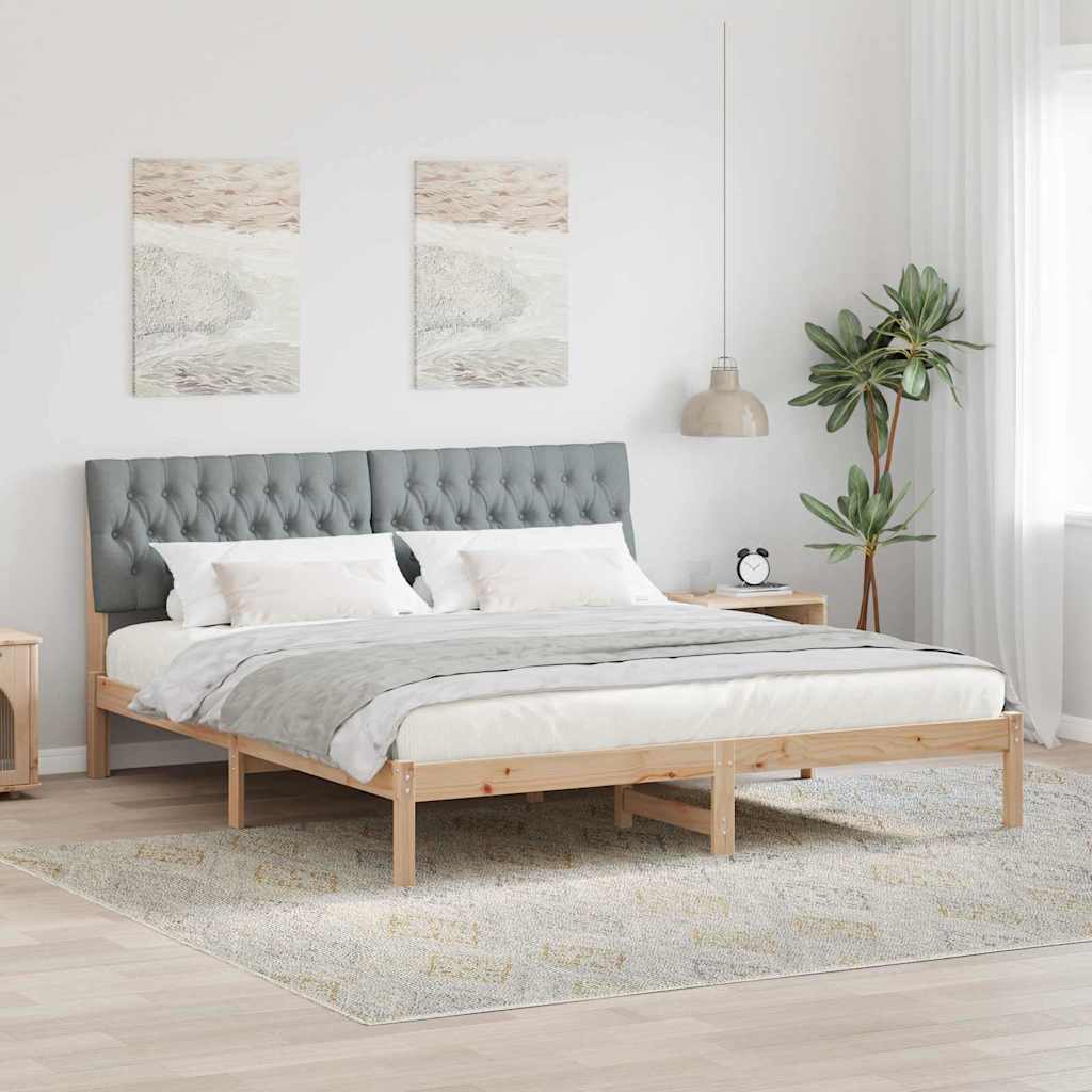 vidaXL Ramka łóżka z tapicerowanym wezgłowiem Brązowy 180 x 200 cm