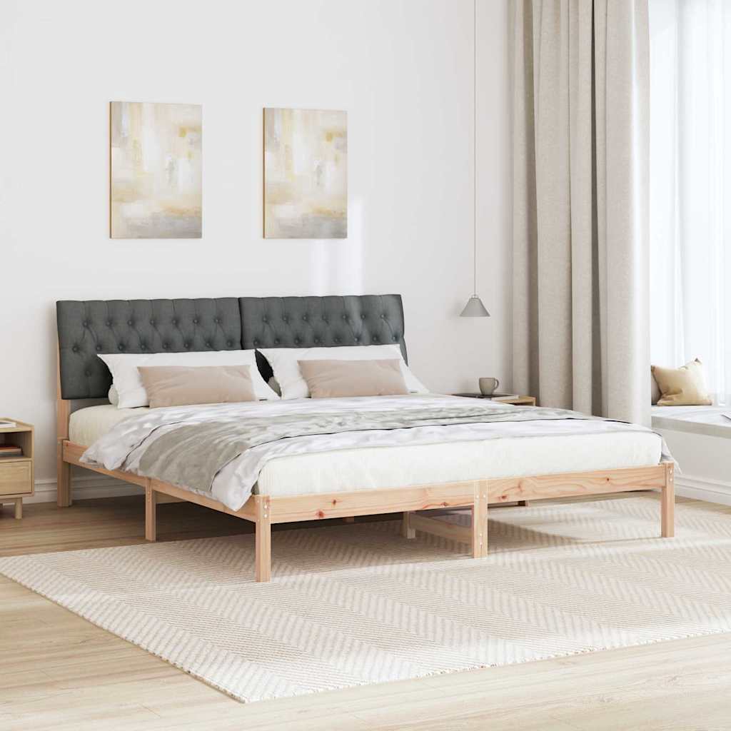 vidaXL Ramka łóżka z tapicerowanym wezgłowiem Brązowy 180 x 200 cm