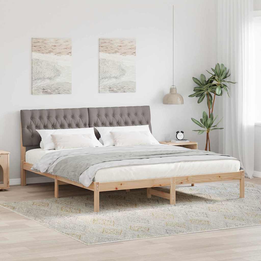 vidaXL Ramka łóżka z tapicerowanym wezgłowiem Brązowy 180 x 200 cm