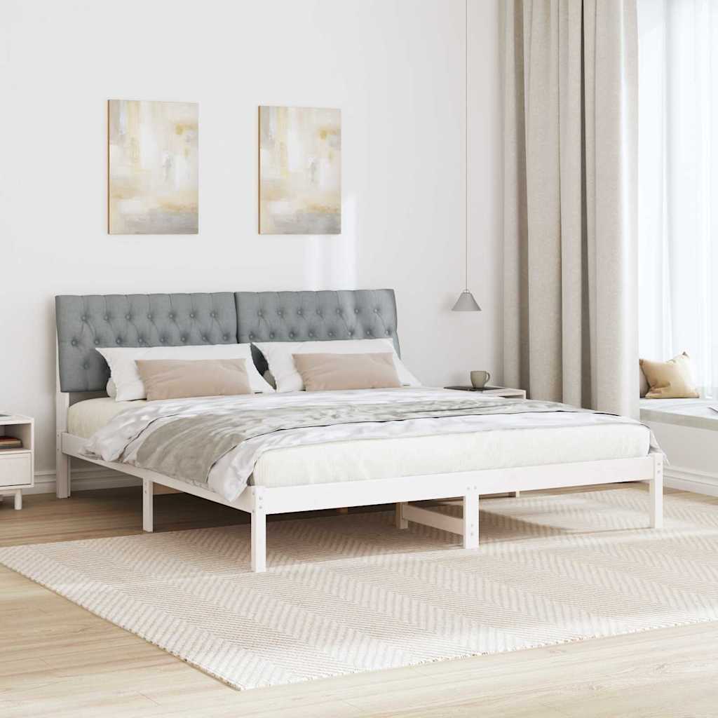 vidaXL Ramka łóżka z tapicerowanym wezgłowiem Biały 180 x 200 cm