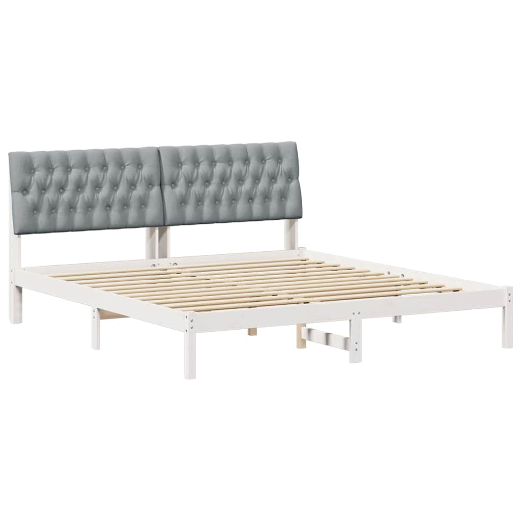 vidaXL Ramka łóżka z tapicerowanym wezgłowiem Biały 180 x 200 cm