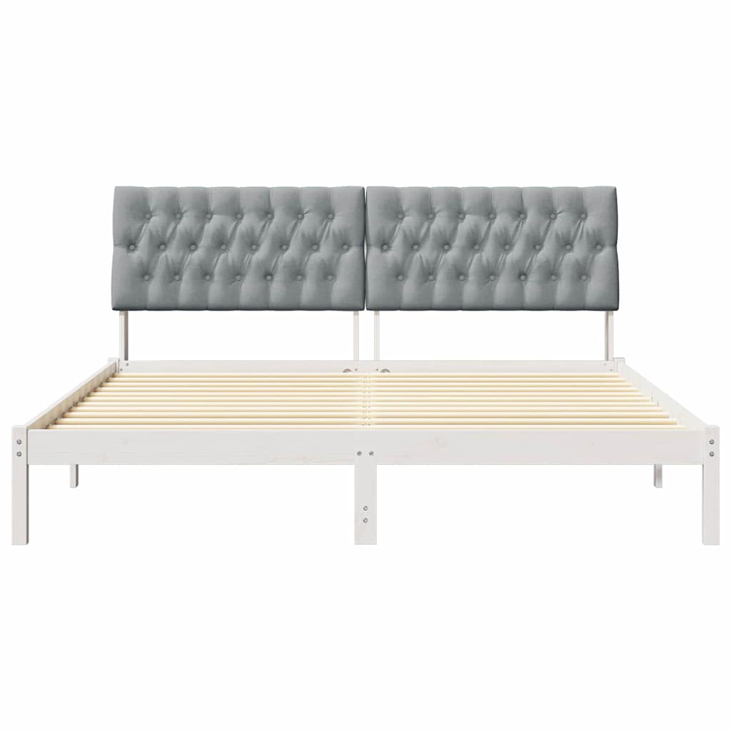 vidaXL Ramka łóżka z tapicerowanym wezgłowiem Biały 180 x 200 cm