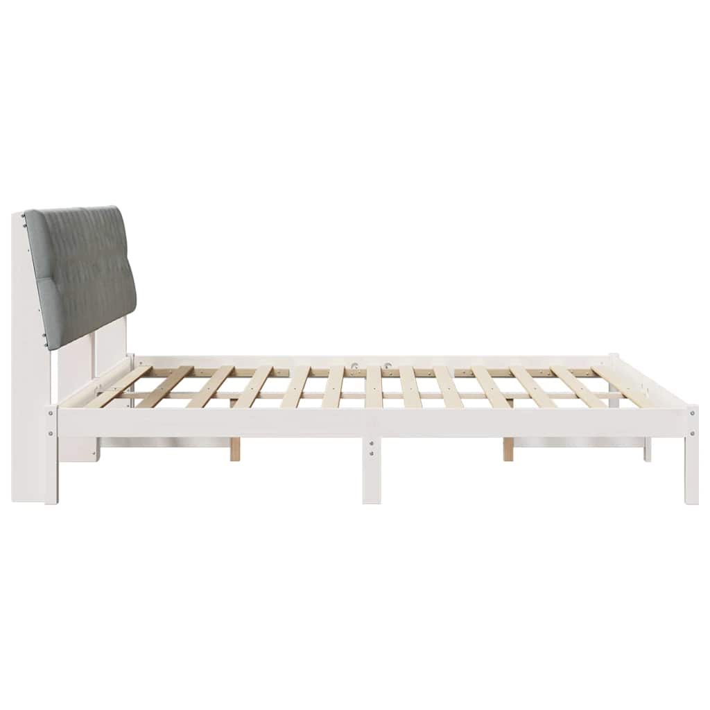 vidaXL Ramka łóżka z tapicerowanym wezgłowiem Biały 180 x 200 cm