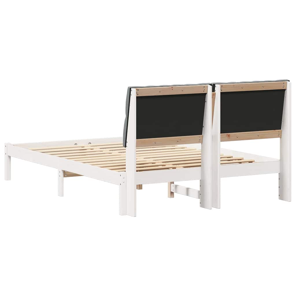 vidaXL Ramka łóżka z tapicerowanym wezgłowiem Biały 160 x 200 cm