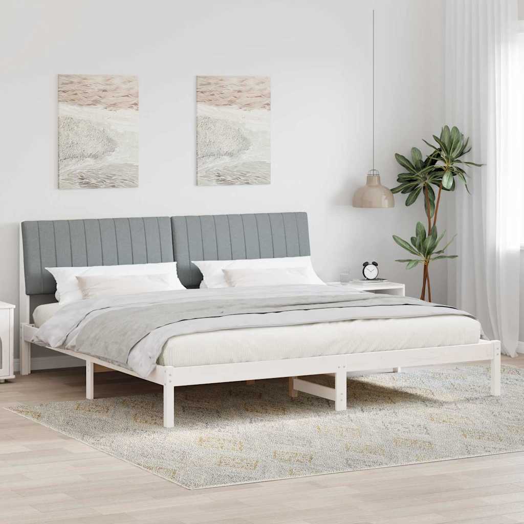 vidaXL Ramka łóżka Z zagłówkiem Biały 200 x 200 cm Lite drewno sosnowe