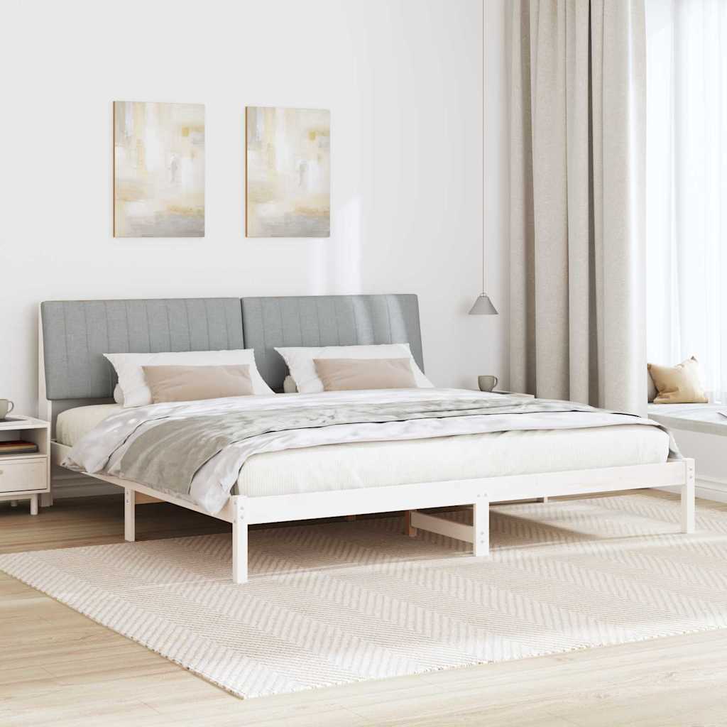 vidaXL Ramka łóżka Z zagłówkiem Biały 200 x 200 cm Lite drewno sosnowe