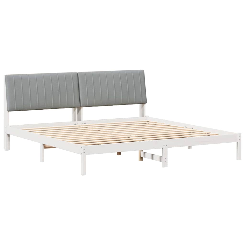 vidaXL Ramka łóżka Z zagłówkiem Biały 200 x 200 cm Lite drewno sosnowe