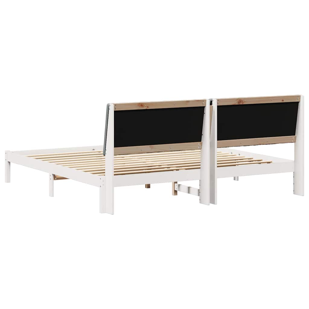 vidaXL Ramka łóżka Z zagłówkiem Biały 200 x 200 cm Lite drewno sosnowe