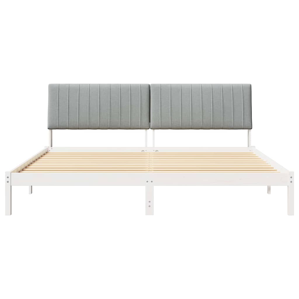 vidaXL Ramka łóżka Z zagłówkiem Biały 200 x 200 cm Lite drewno sosnowe