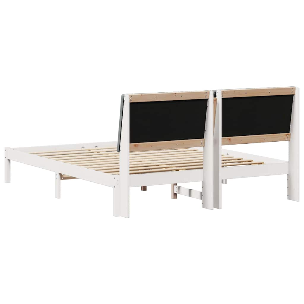 vidaXL Ramka łóżka Z zagłówkiem Biały 160 x 200 cm Lite drewno sosnowe
