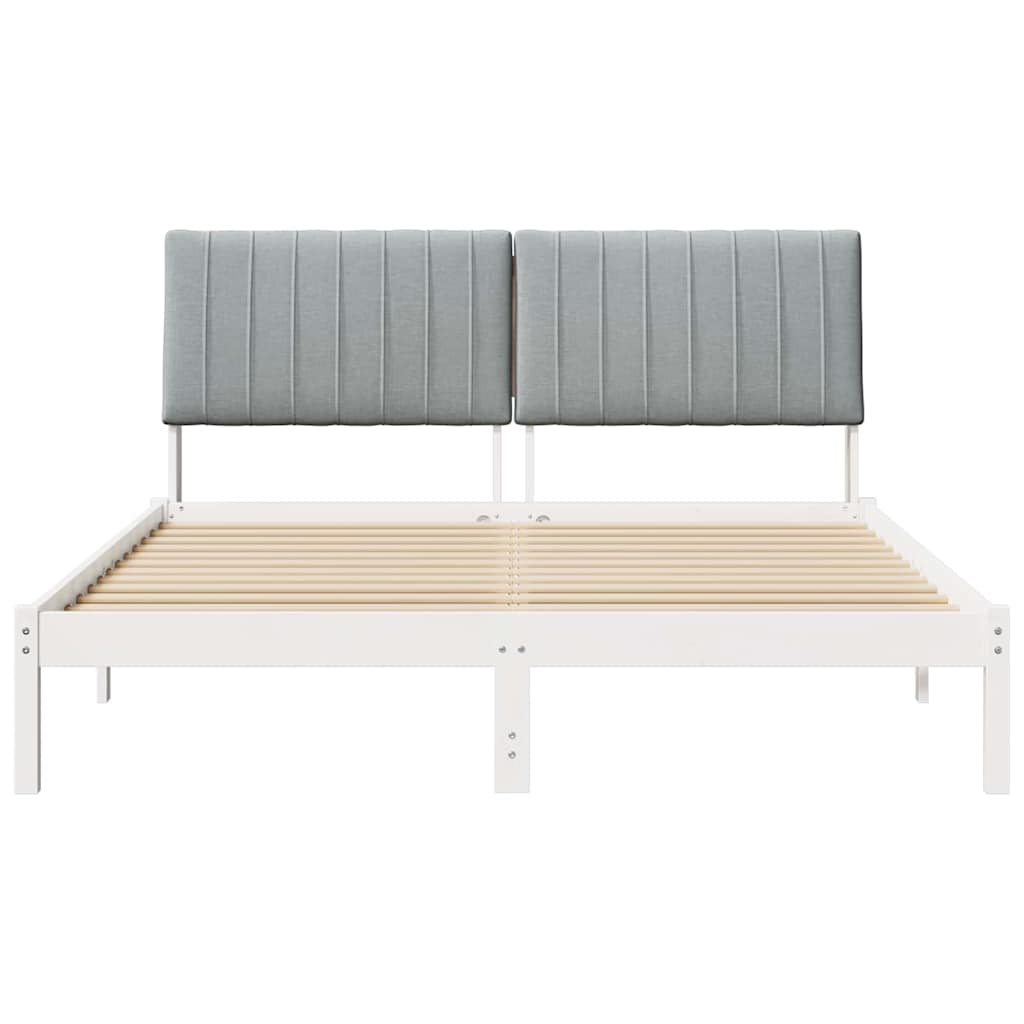 vidaXL Ramka łóżka Z zagłówkiem Biały 150 x 200 cm Lite drewno sosnowe