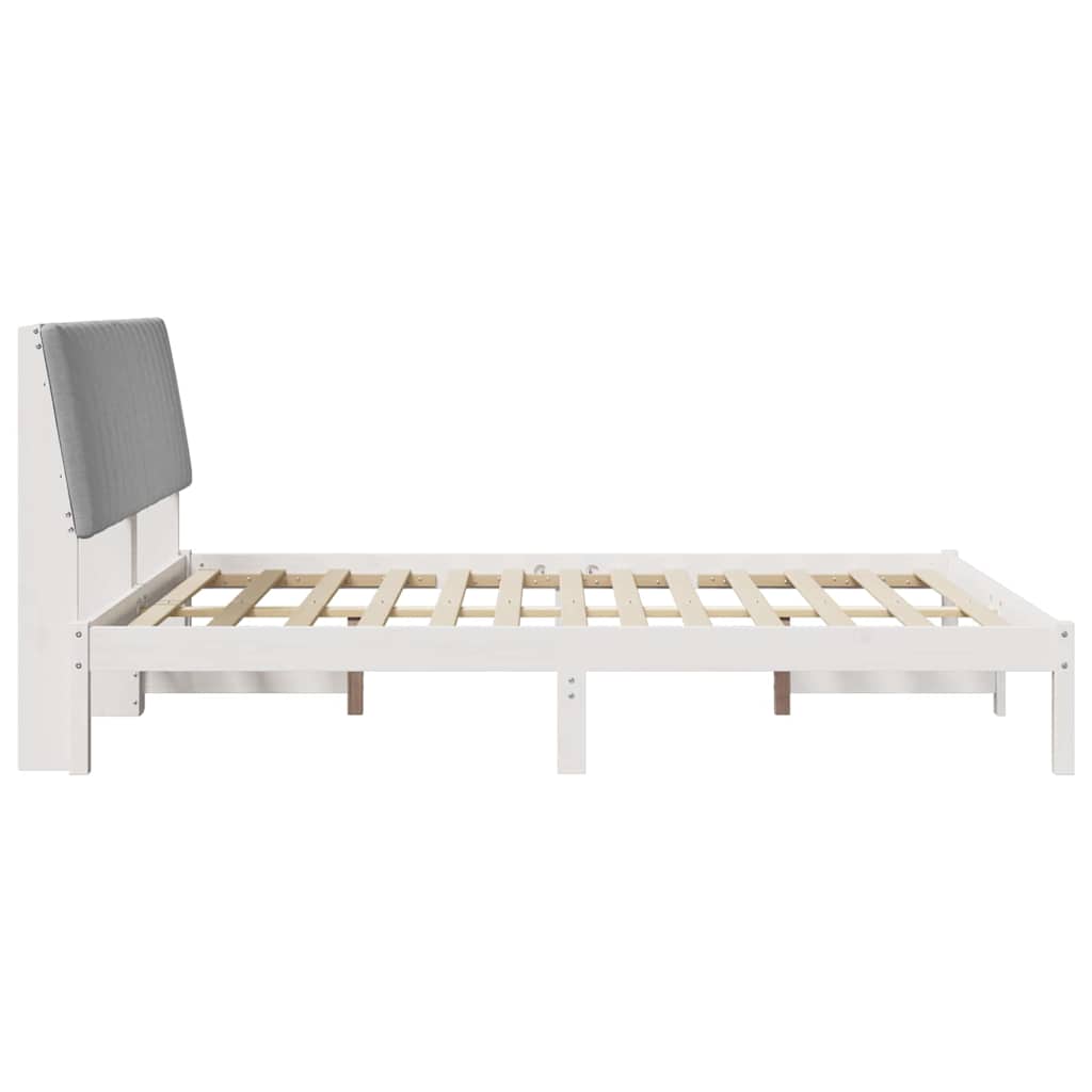 vidaXL Ramka łóżka Z zagłówkiem Biały 150 x 200 cm Lite drewno sosnowe