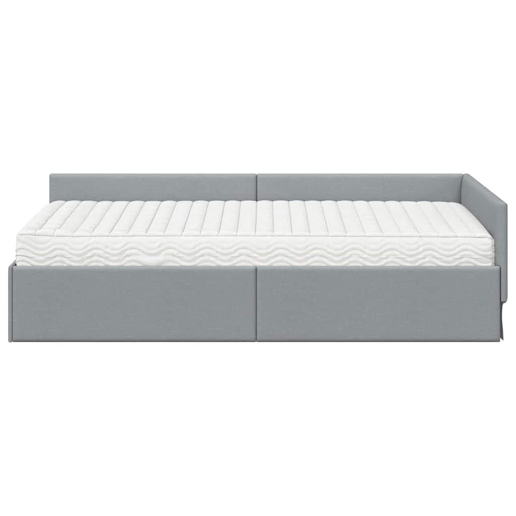 vidaXL Rama Łóżka Narożnego z Materacem Inny 2 pcs Jasnoszary tkanina
