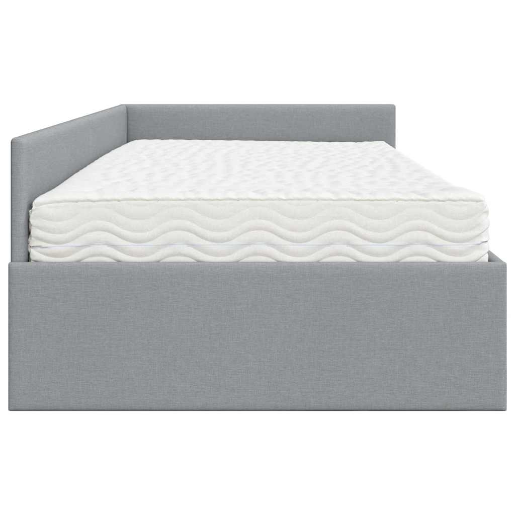 vidaXL Rama Łóżka Narożnego z Materacem Inny 2 pcs Jasnoszary tkanina