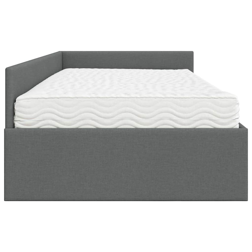 vidaXL Rama Łóżka Narożnego z Materacem Inny 2 pcs Szary tkanina