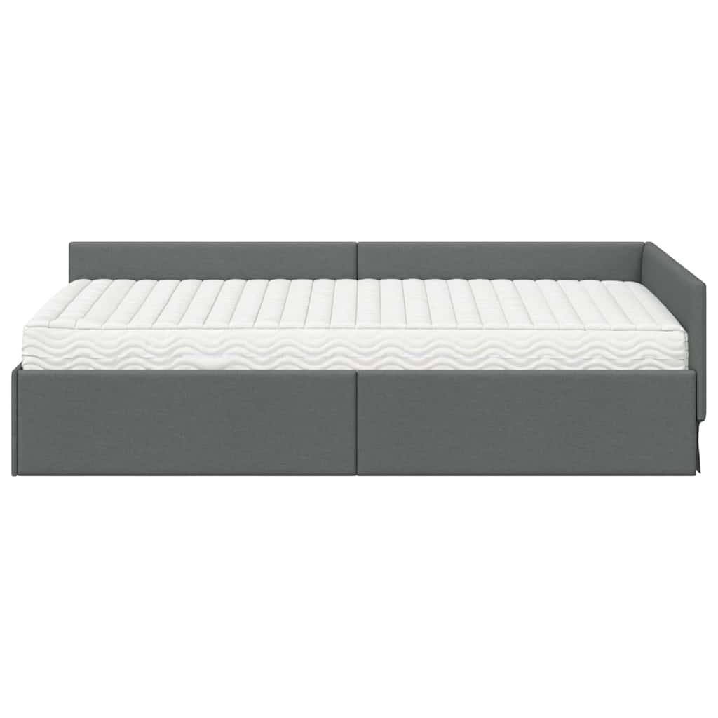 vidaXL Rama Łóżka Narożnego z Materacem Inny 2 pcs Szary tkanina