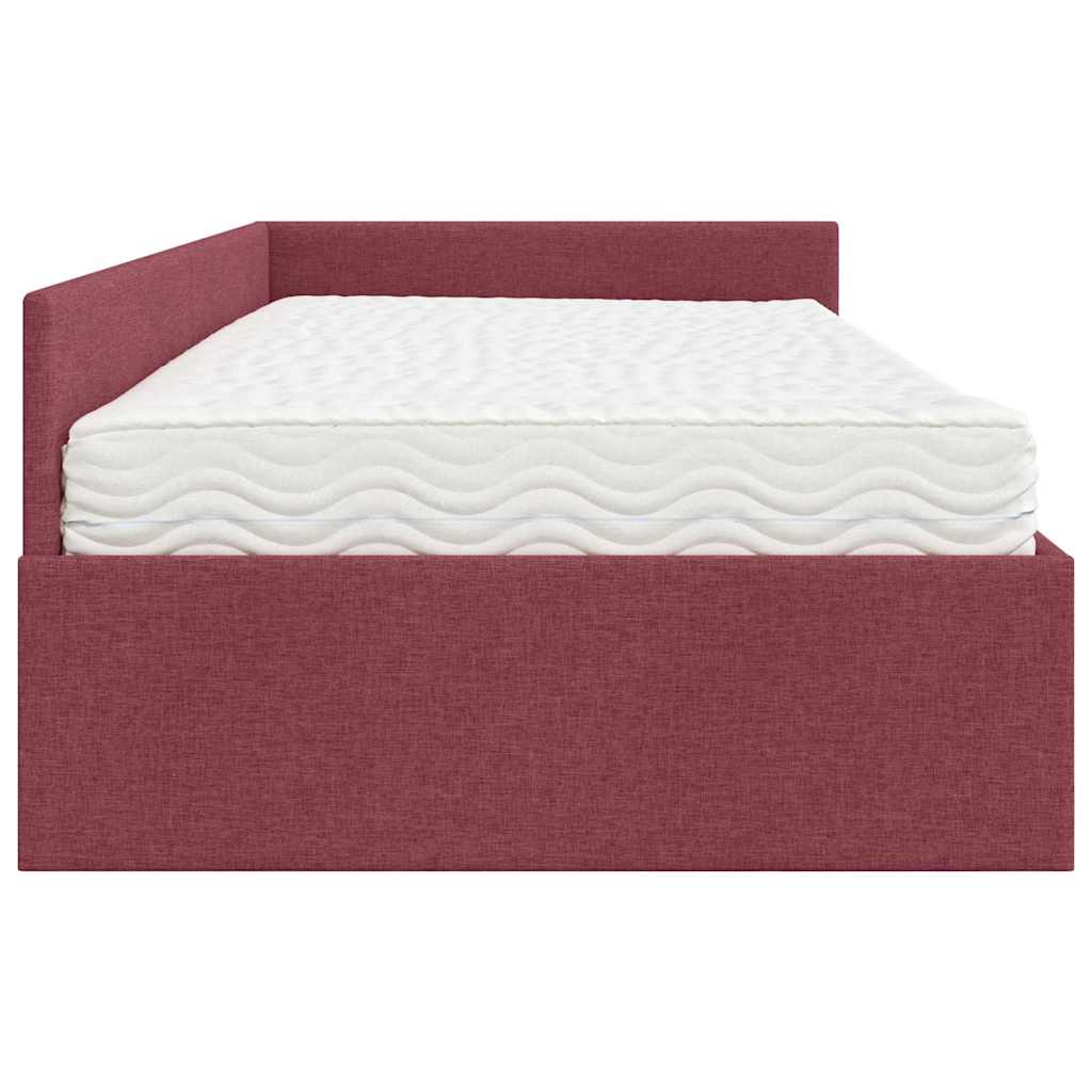 vidaXL Rama Łóżka Narożnego z Materacem Inny 2 pcs Czerwony tkanina