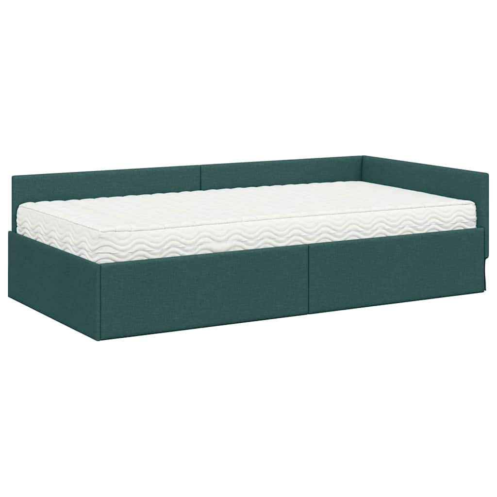 vidaXL Rama Łóżka Narożnego z Materacem Inny 2 pcs Zielony tkanina