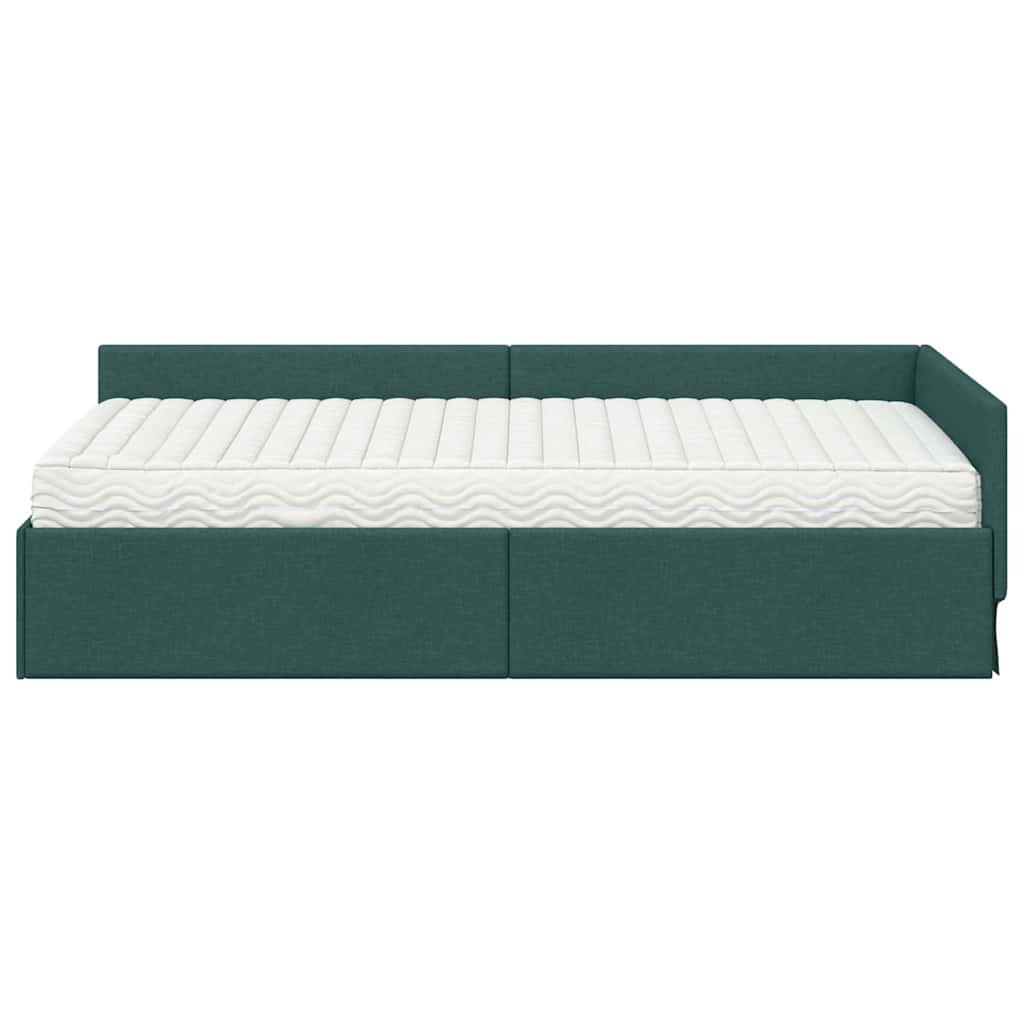 vidaXL Rama Łóżka Narożnego z Materacem Inny 2 pcs Zielony tkanina