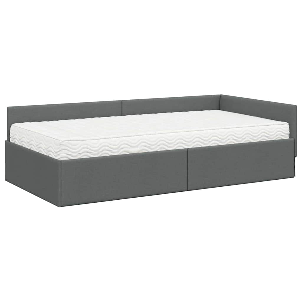vidaXL Rama Łóżka Narożnego z Materacem Inny 2 pcs Szary tkanina