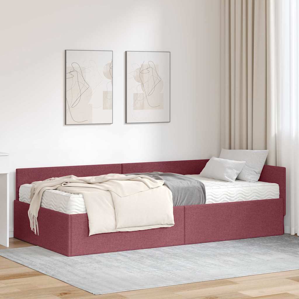 vidaXL Rama Łóżka Narożnego z Materacem Inny 2 pcs Szary tkanina