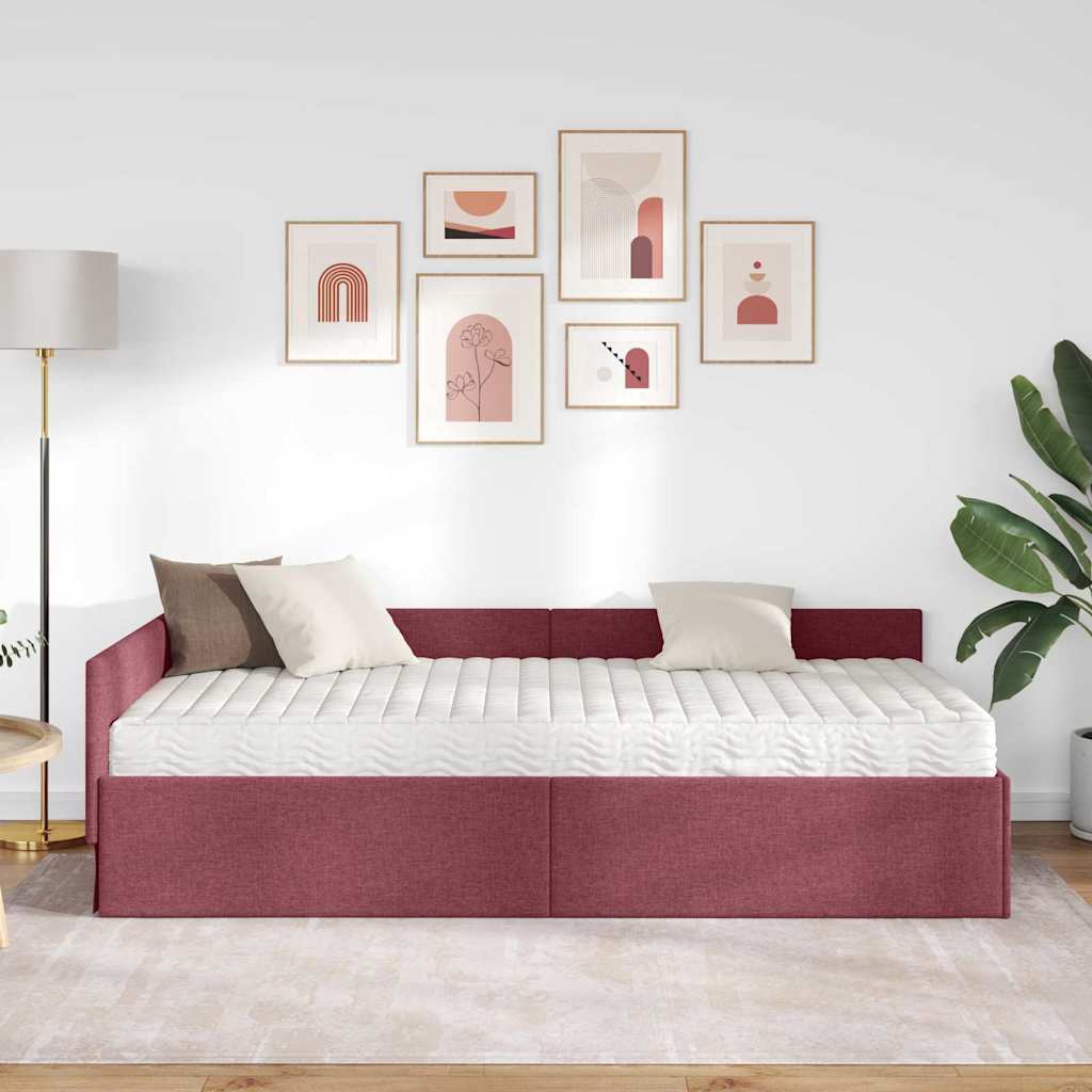 vidaXL Rama Łóżka Narożnego z Materacem Inny 2 pcs Szary tkanina