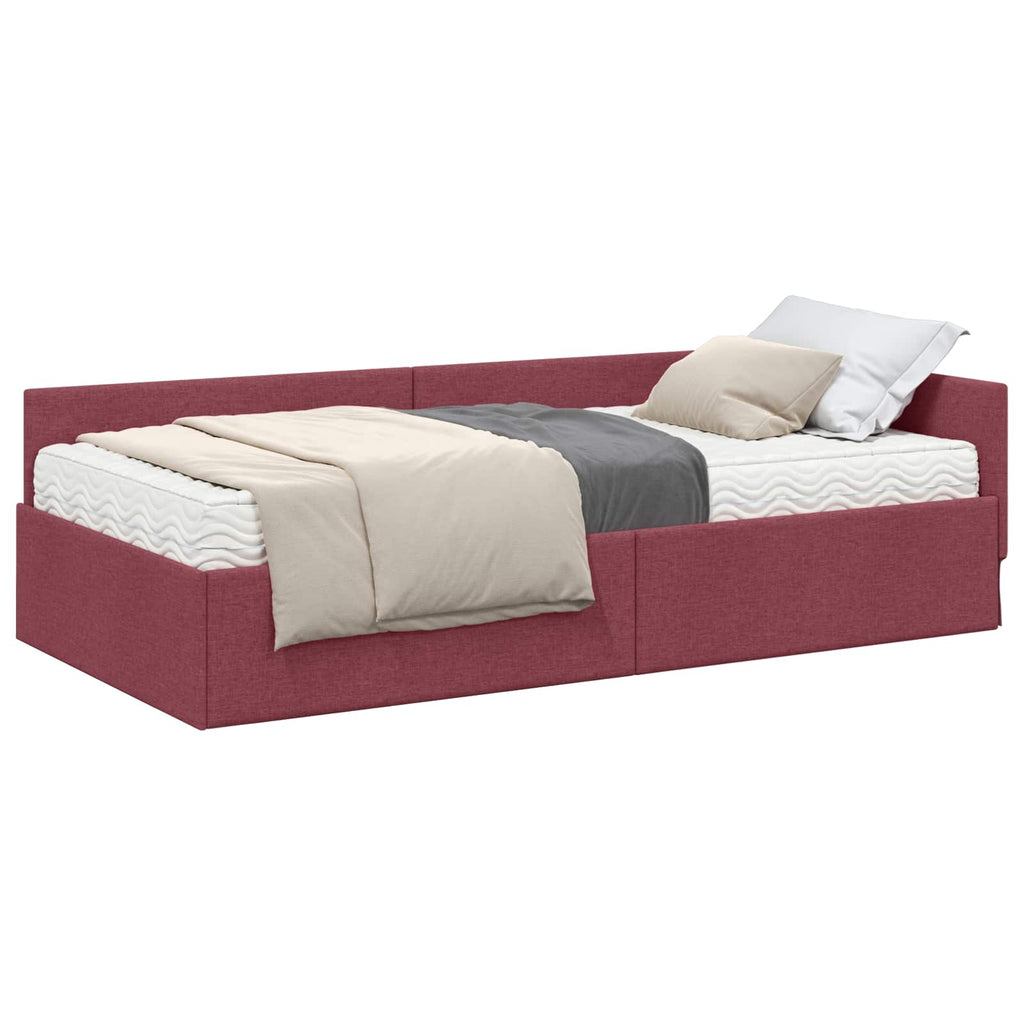 vidaXL Rama Łóżka Narożnego z Materacem Inny 2 pcs Szary tkanina