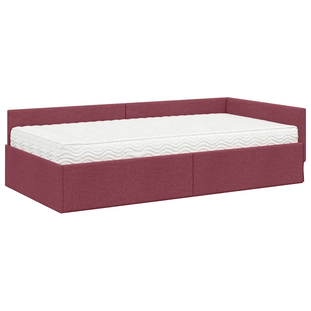 vidaXL Rama Łóżka Narożnego z Materacem Inny 2 pcs Szary tkanina
