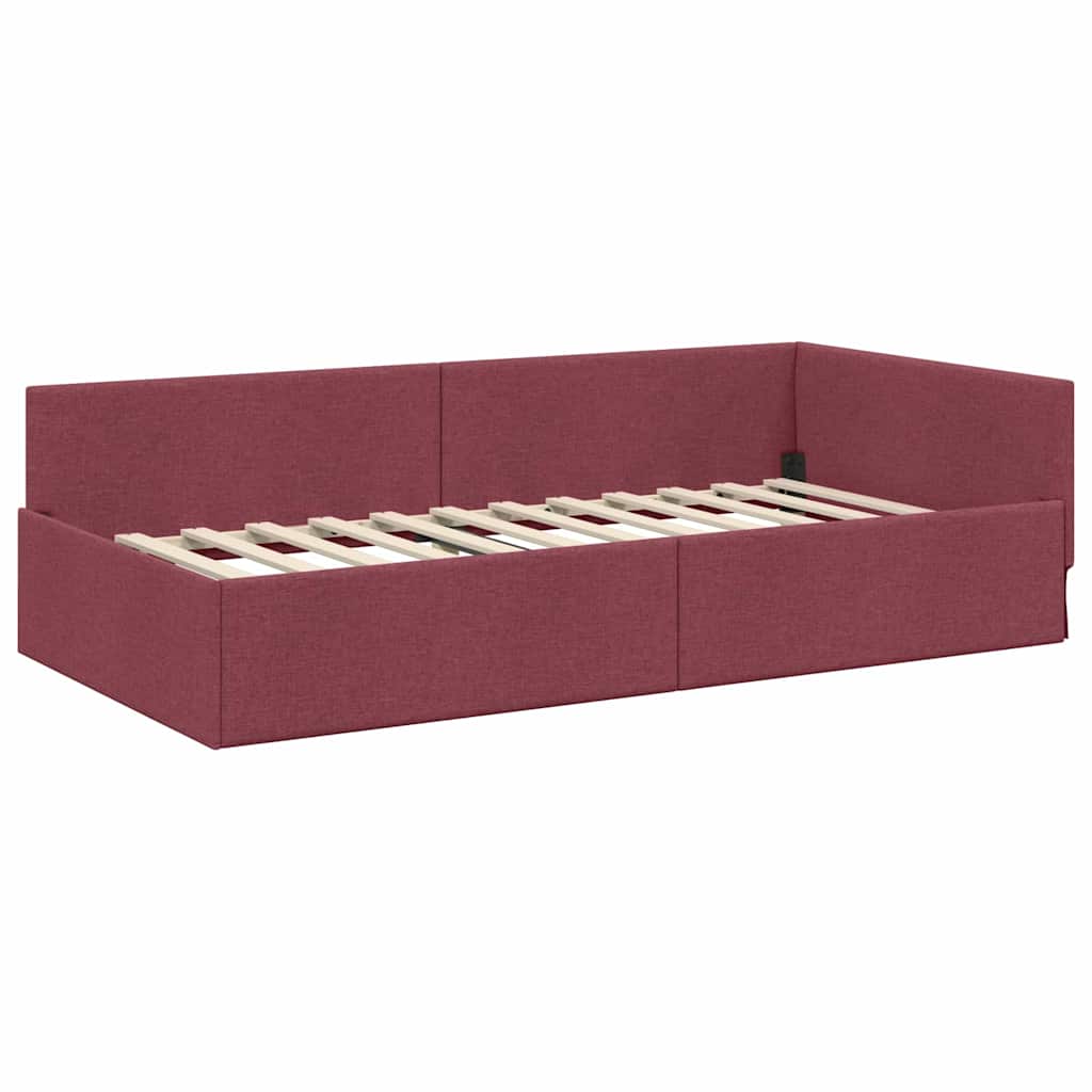 vidaXL Rama Łóżka Narożnego z Materacem Inny 2 pcs Szary tkanina
