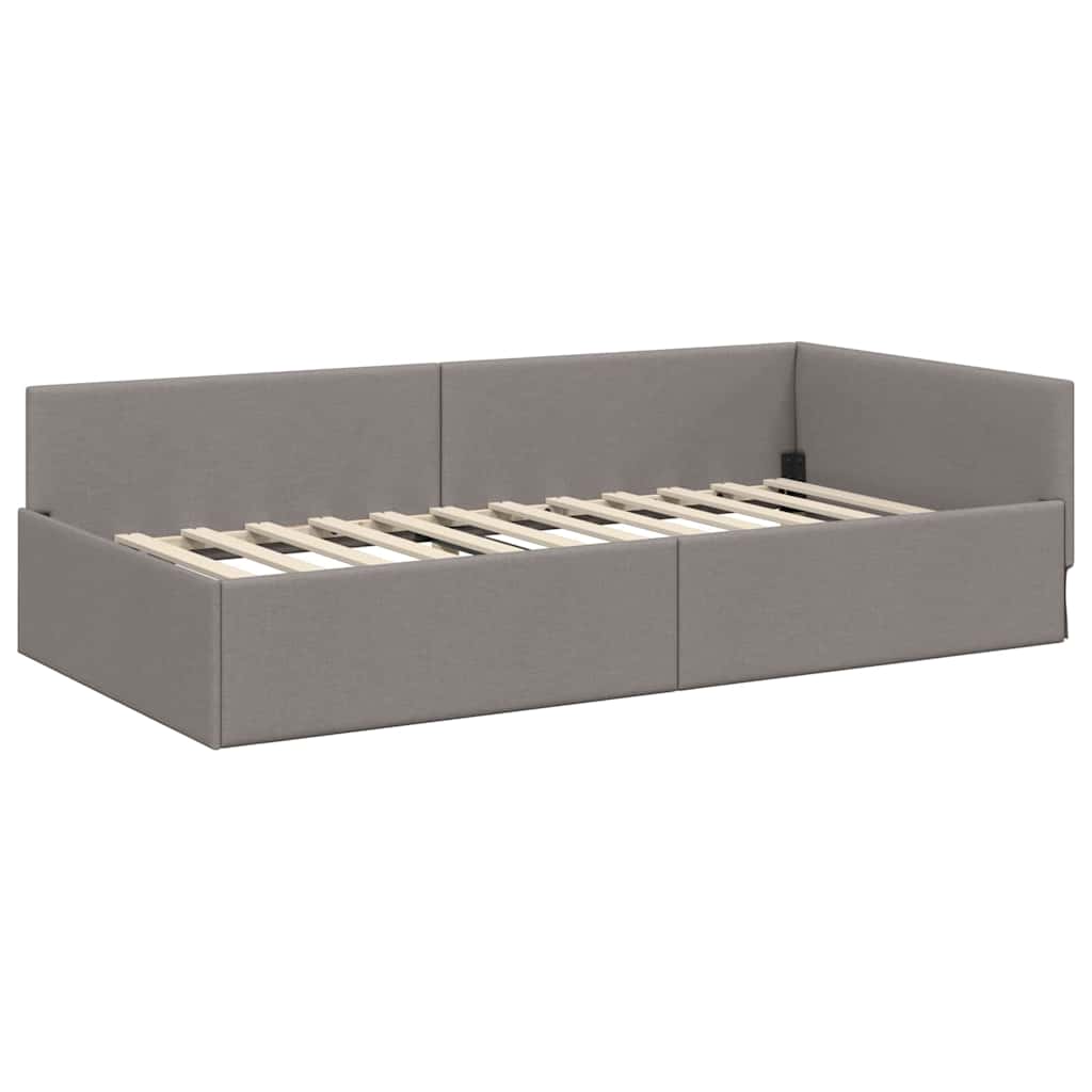 vidaXL Rama Łóżka Narożnego z Materacem 2 szt. Ciemnoszary 90 x 200 cm