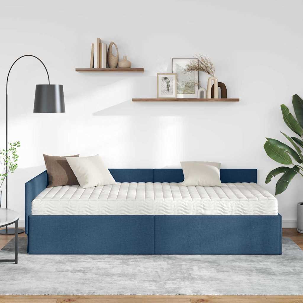 vidaXL Rama Łóżka Narożnego z Materacem 2 szt. Niebieski 90 x 200 cm