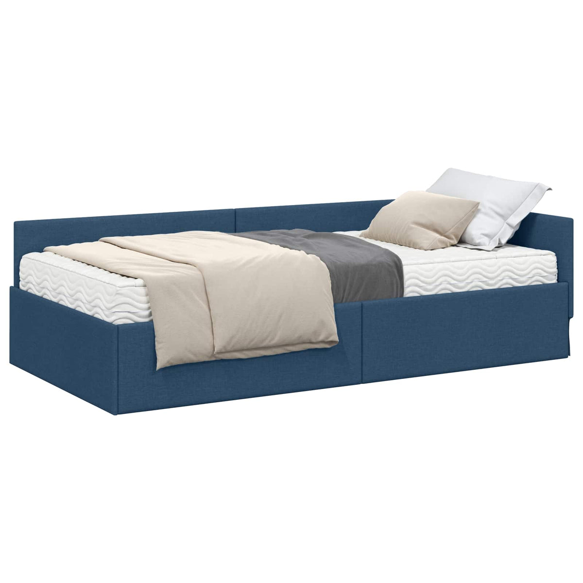vidaXL Rama Łóżka Narożnego z Materacem 2 szt. Niebieski 90 x 200 cm