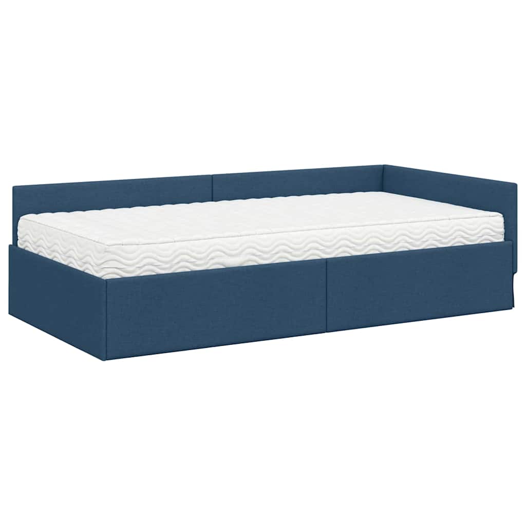 vidaXL Rama Łóżka Narożnego z Materacem 2 szt. Niebieski 90 x 200 cm