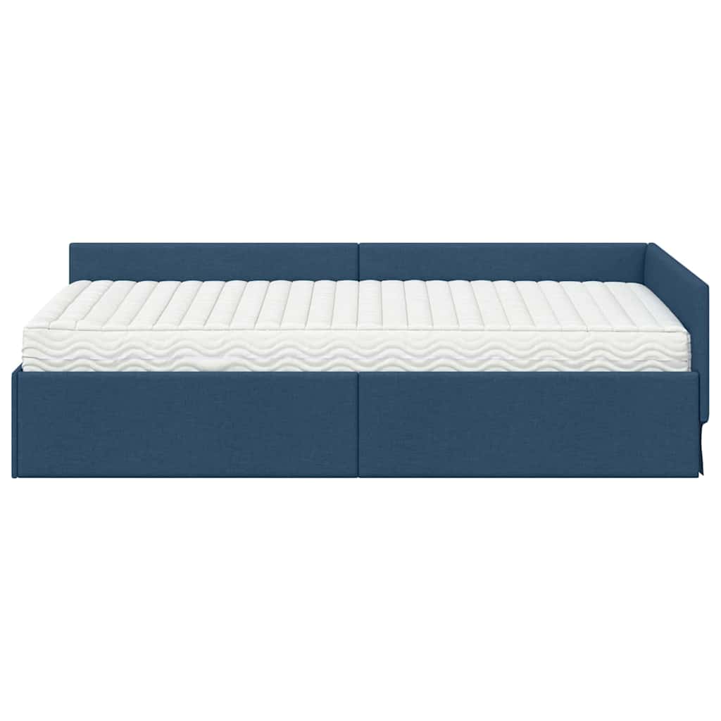 vidaXL Rama Łóżka Narożnego z Materacem 2 szt. Niebieski 90 x 200 cm