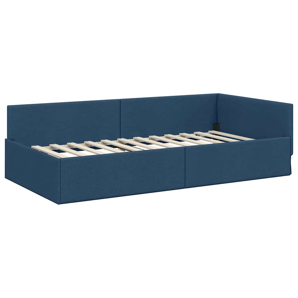vidaXL Rama Łóżka Narożnego z Materacem 2 szt. Niebieski 90 x 200 cm