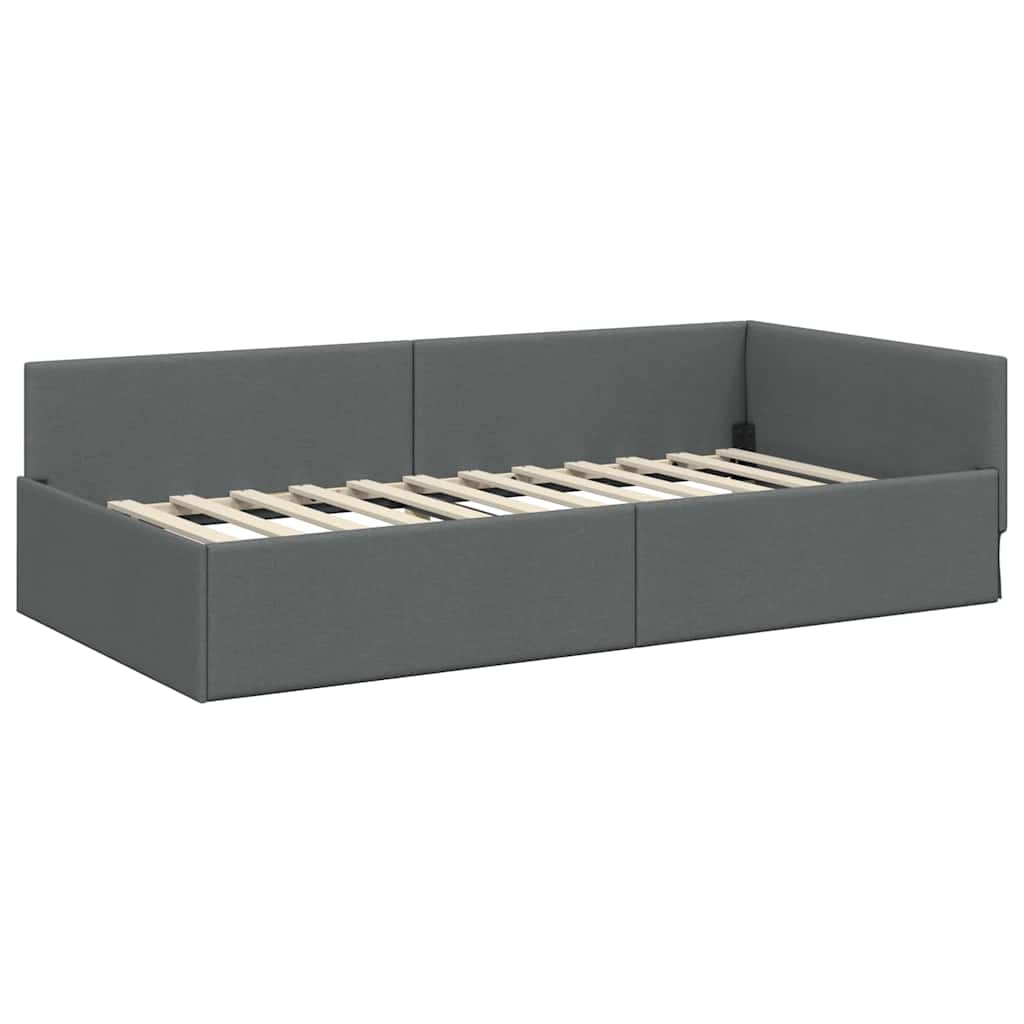 vidaXL Rama Łóżka Narożnego z Materacem Inny 2 pcs Szary tkanina