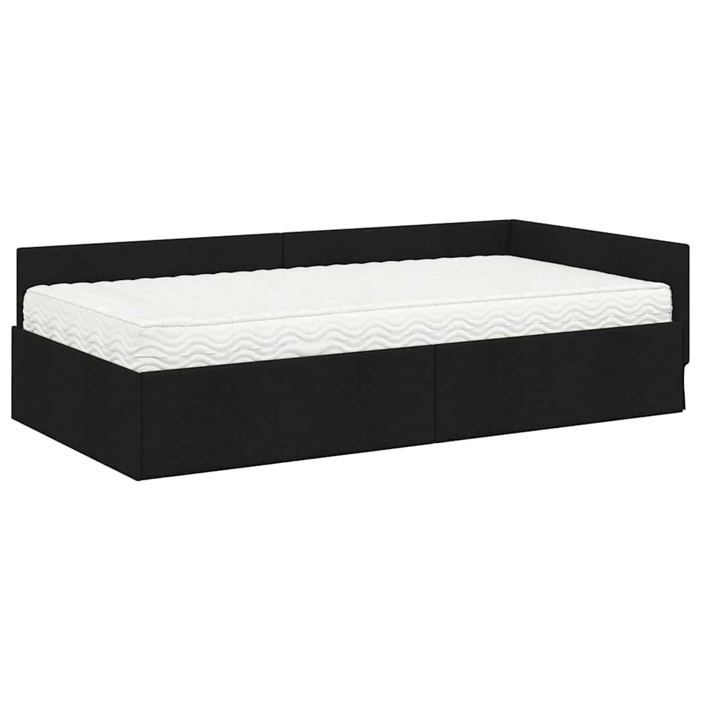 vidaXL Rama Łóżka Narożnego z Materacem 2 szt. Czarny 100 x 200 cm