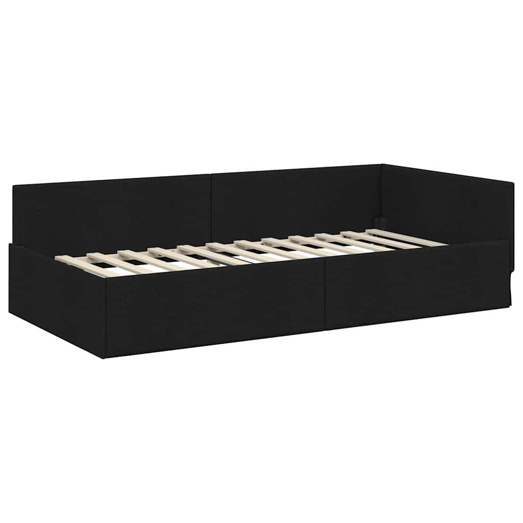 vidaXL Rama Łóżka Narożnego z Materacem 2 szt. Czarny 100 x 200 cm