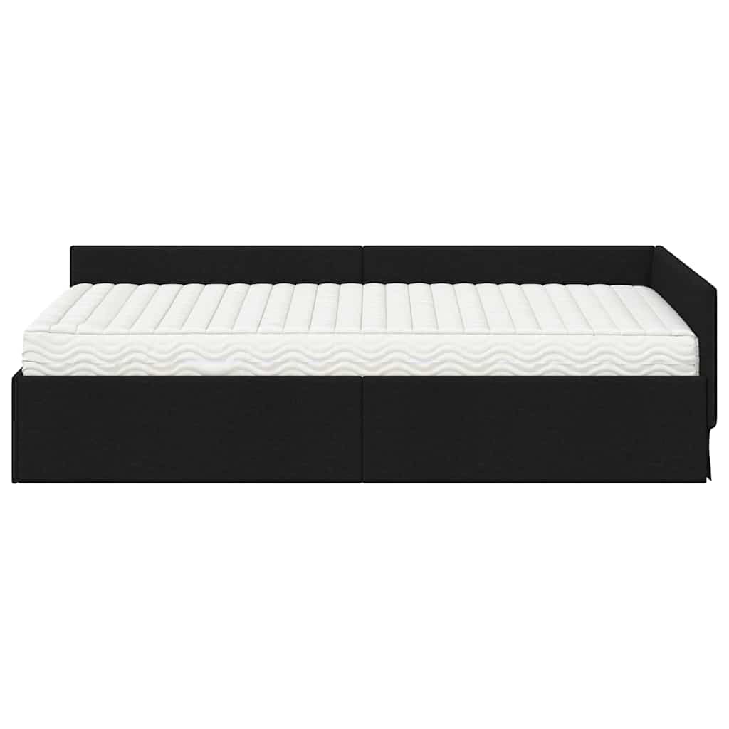 vidaXL Rama Łóżka Narożnego z Materacem 2 szt. Czarny 100 x 200 cm