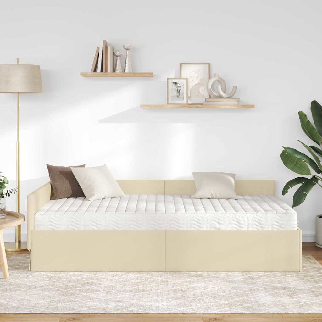 vidaXL Rama Łóżka Narożnego z Materacem 2 szt. Kremowy 100 x 200 cm