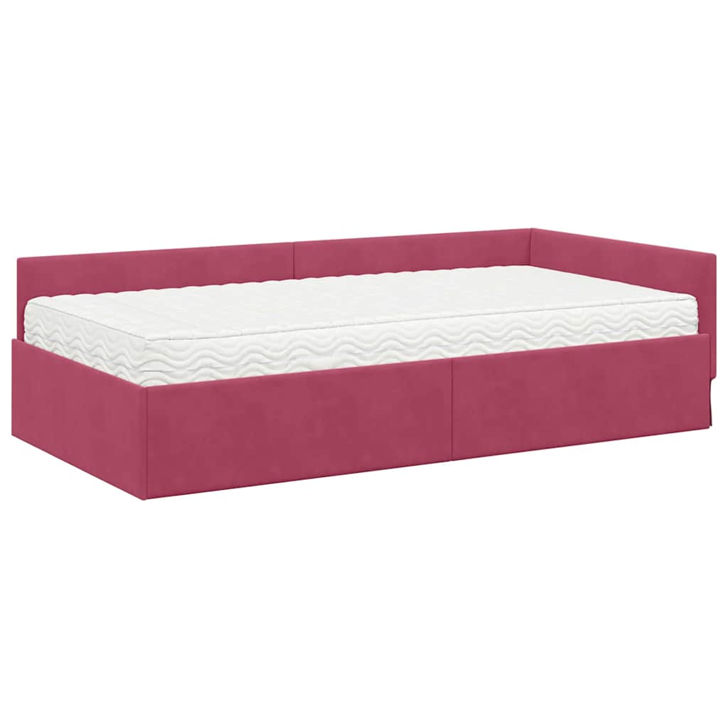 vidaXL Rama Łóżka Narożnego z Materacem Inny 2 pcs Zielony Aksamit