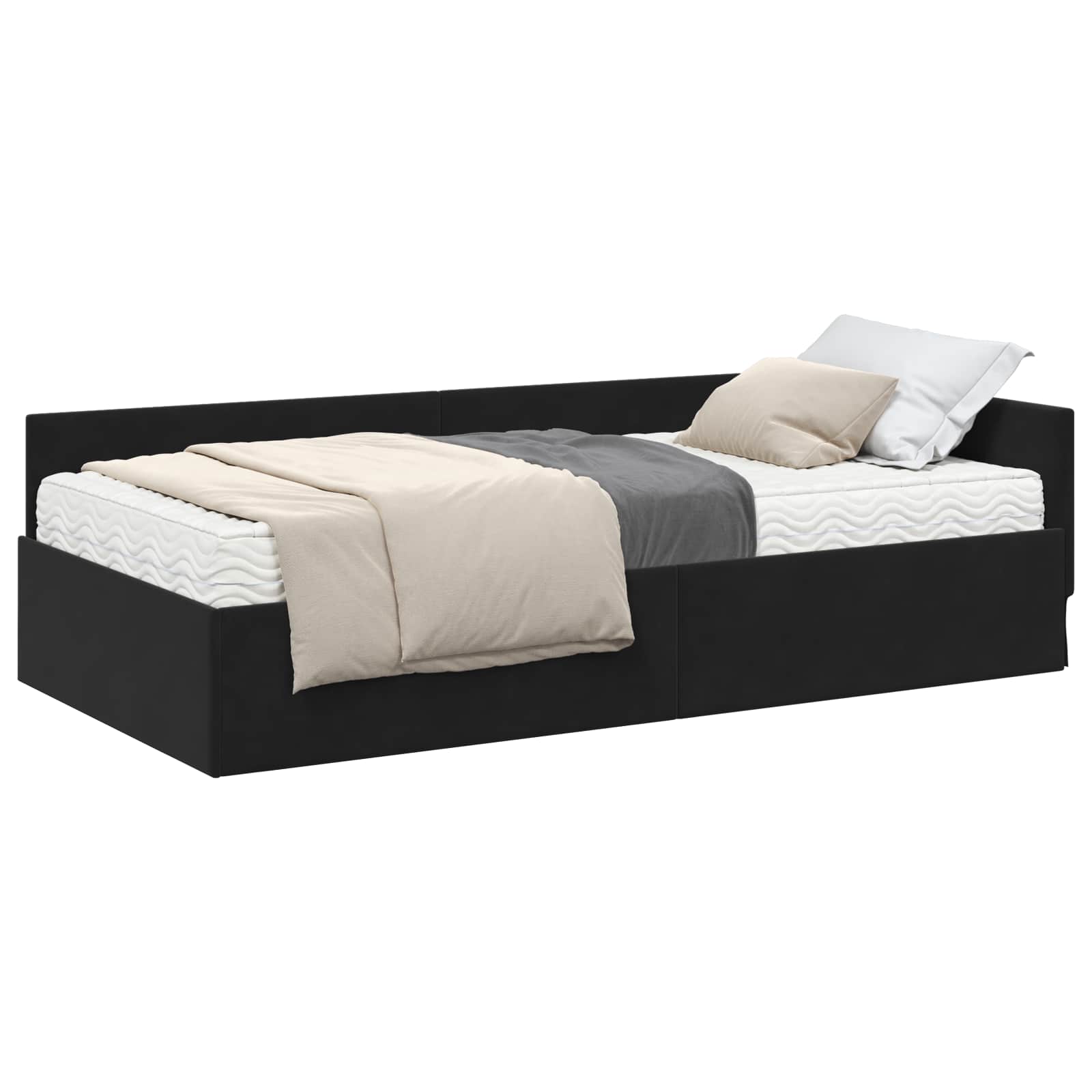 vidaXL Rama Łóżka Narożnego z Materacem Inny 2 pcs Szary Aksamit