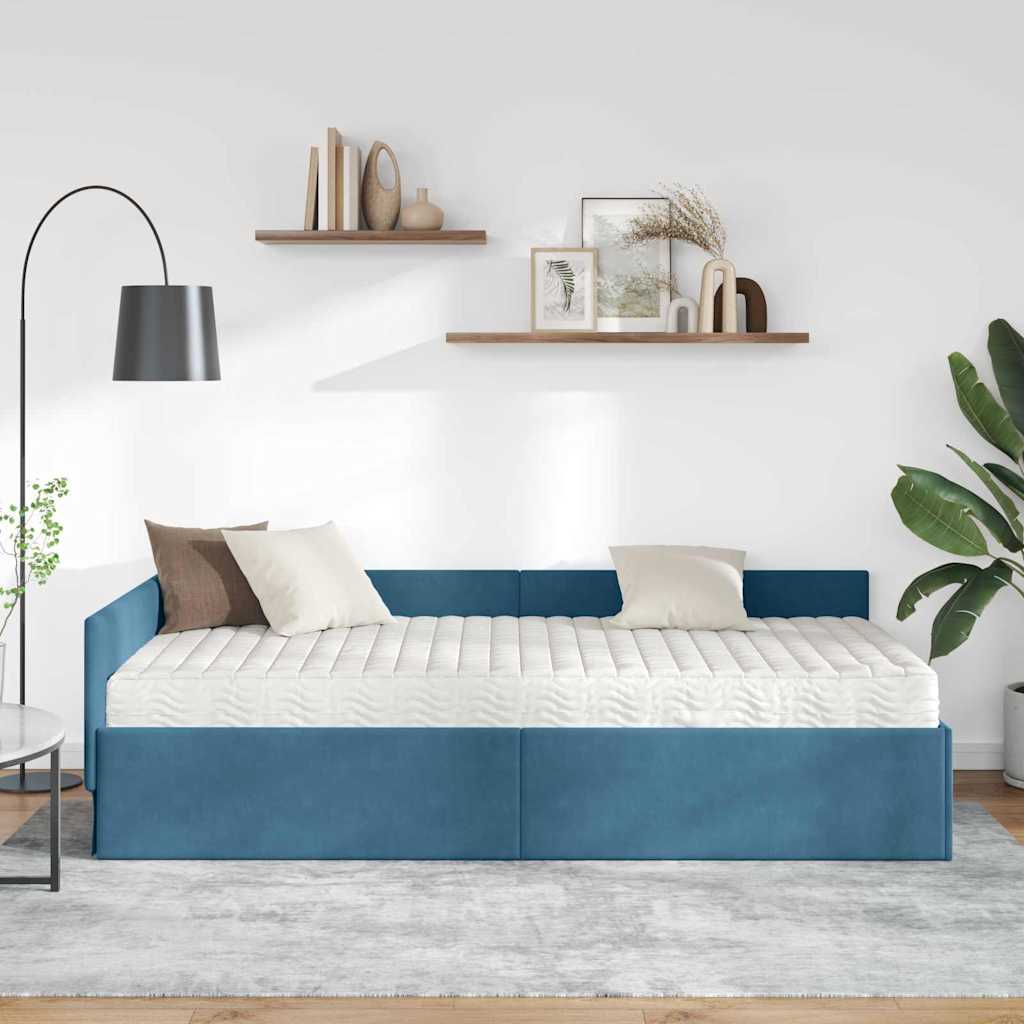 vidaXL Rama Łóżka Narożnego z Materacem 2 szt. Niebieski 90 x 190 cm