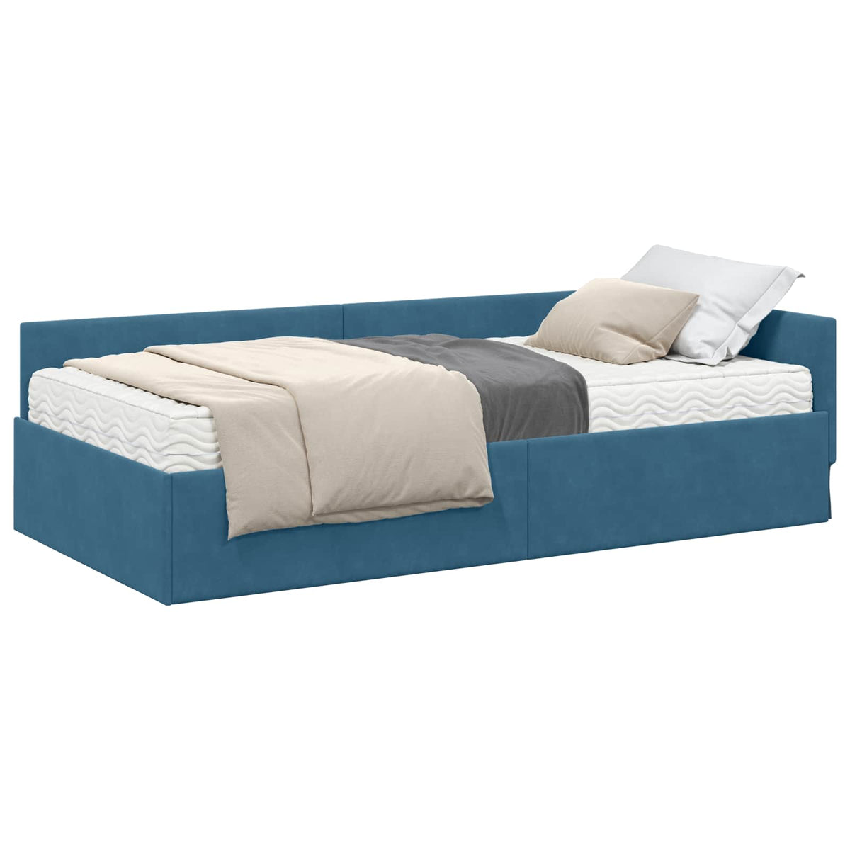vidaXL Rama Łóżka Narożnego z Materacem 2 szt. Niebieski 90 x 190 cm