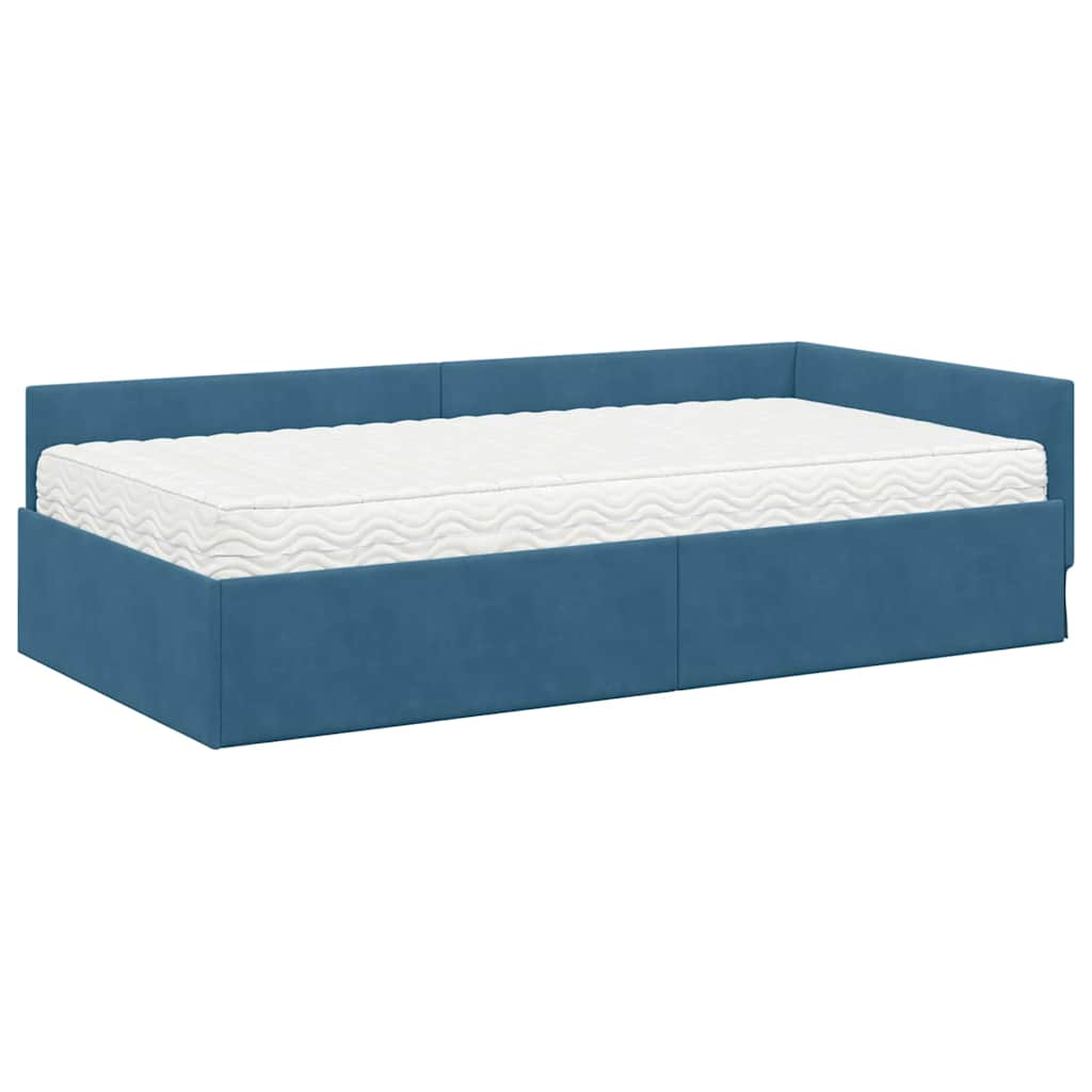 vidaXL Rama Łóżka Narożnego z Materacem 2 szt. Niebieski 90 x 190 cm