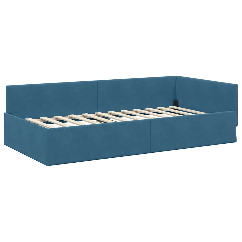 vidaXL Rama Łóżka Narożnego z Materacem 2 szt. Niebieski 90 x 190 cm