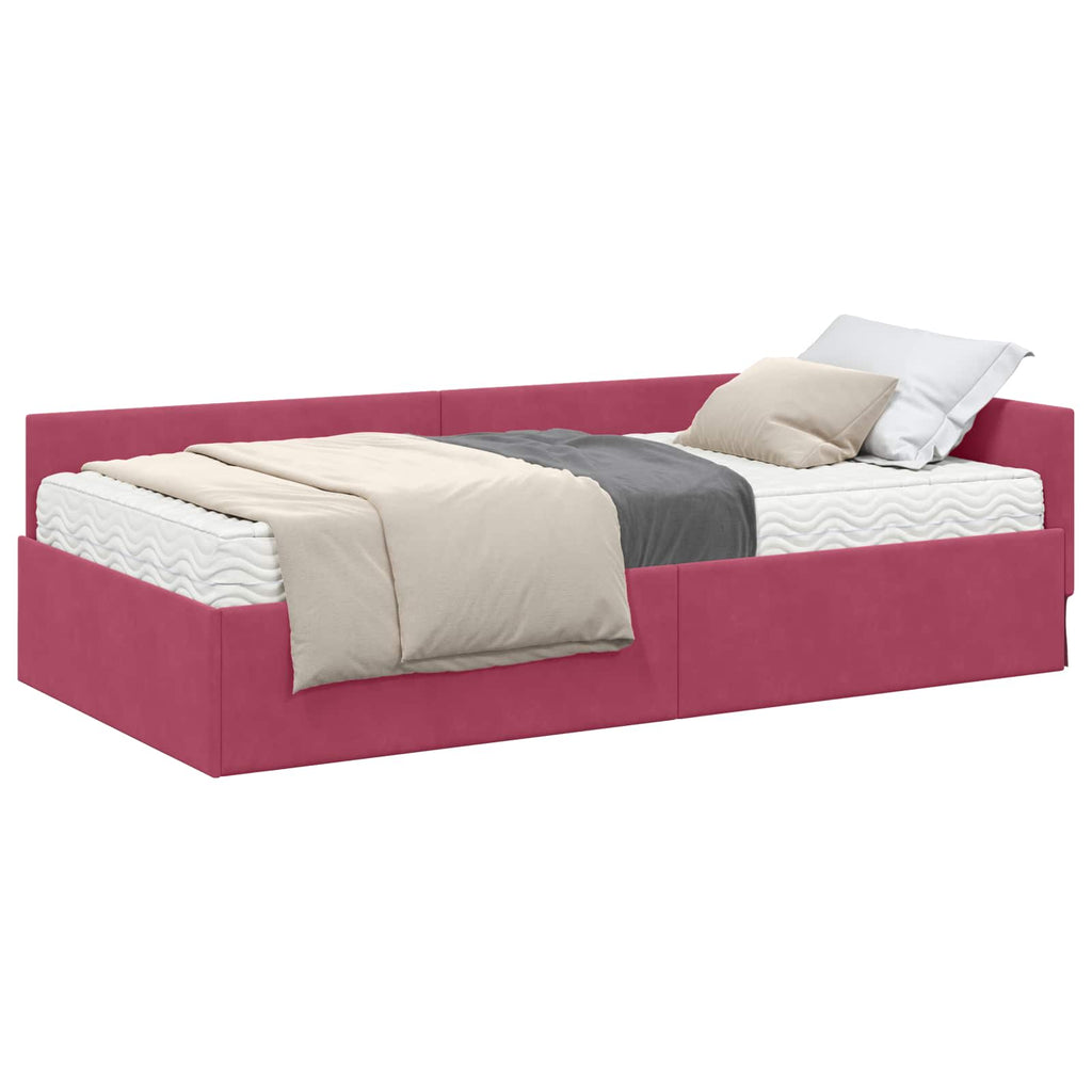 vidaXL Rama Łóżka Narożnego z Materacem Inny 2 pcs Zielony Aksamit