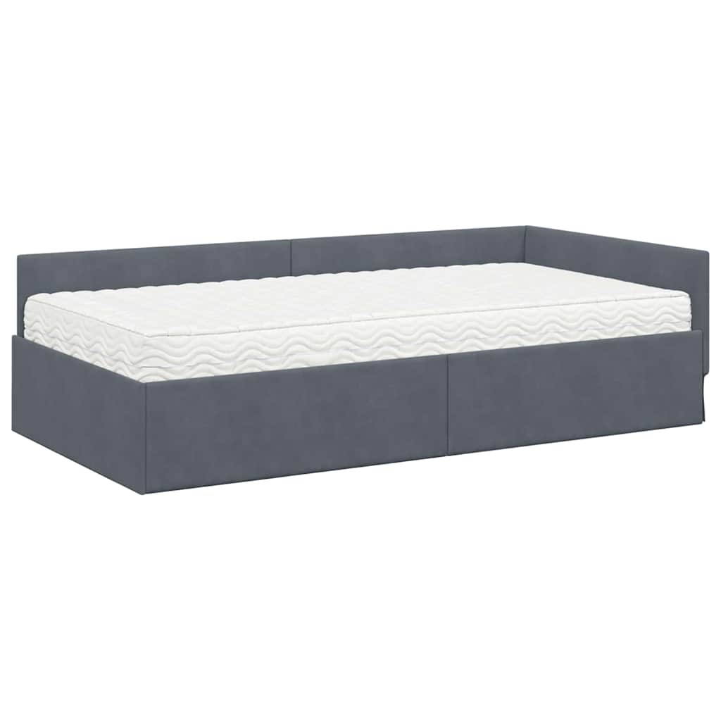 vidaXL Rama Łóżka Narożnego z Materacem Inny 2 pcs Szary Aksamit